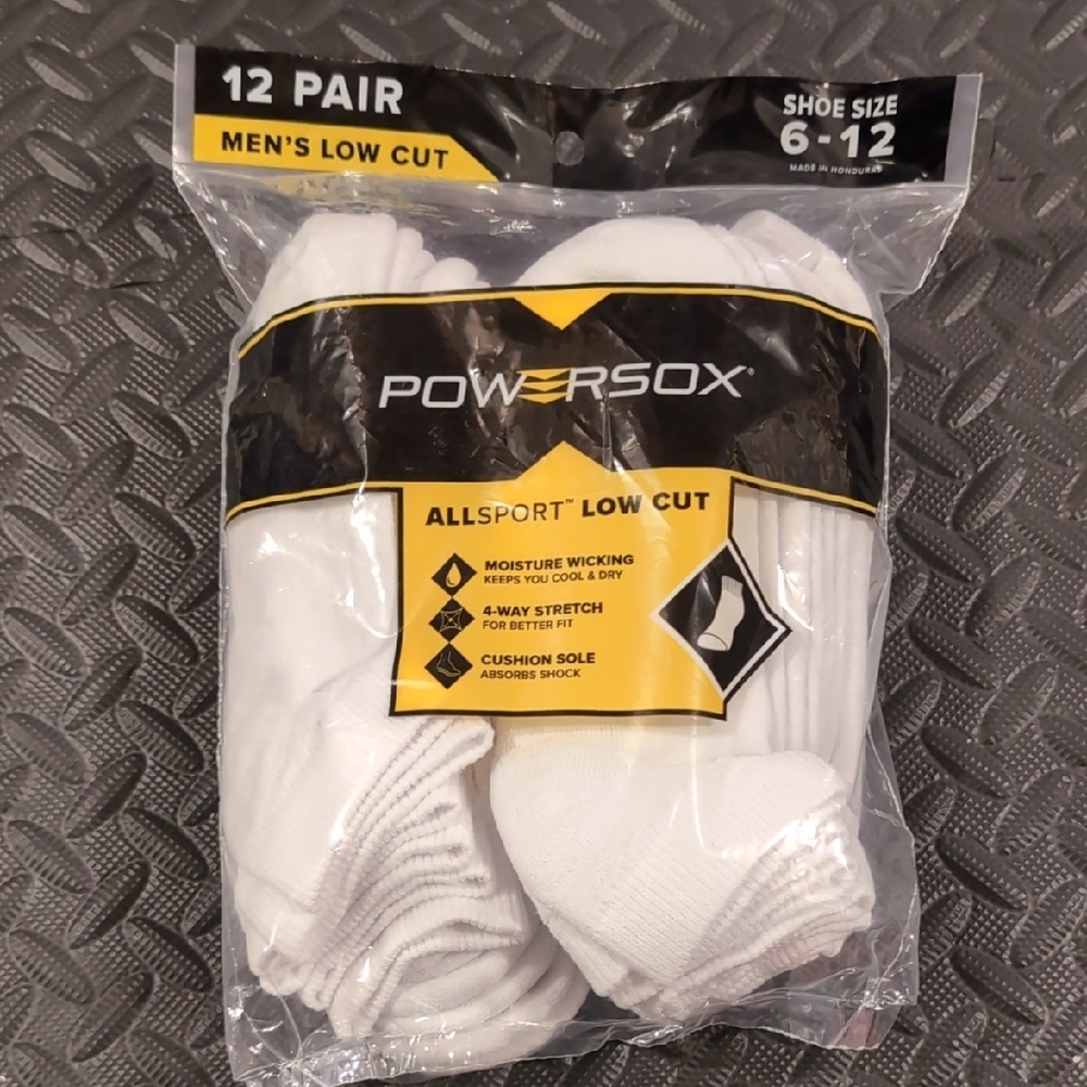 Men's Low Cut White Socks - 12 Pair
